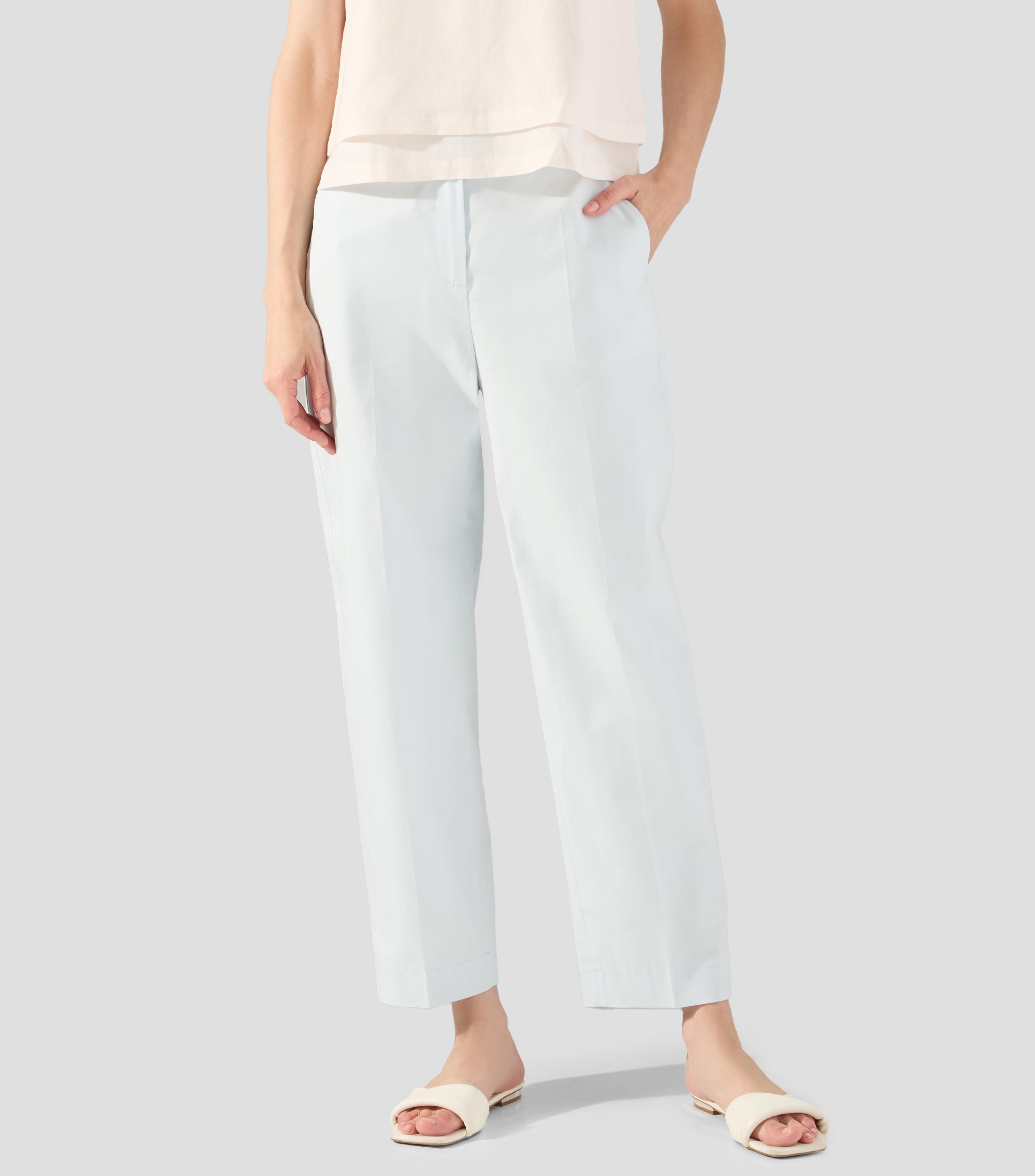 Pantalones tobilleros regular de algodón elástico Mujer